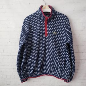 L.L. Bean Mens Sweater Fleece Pullover Print Size XL Reg Slightly Fitted Blue